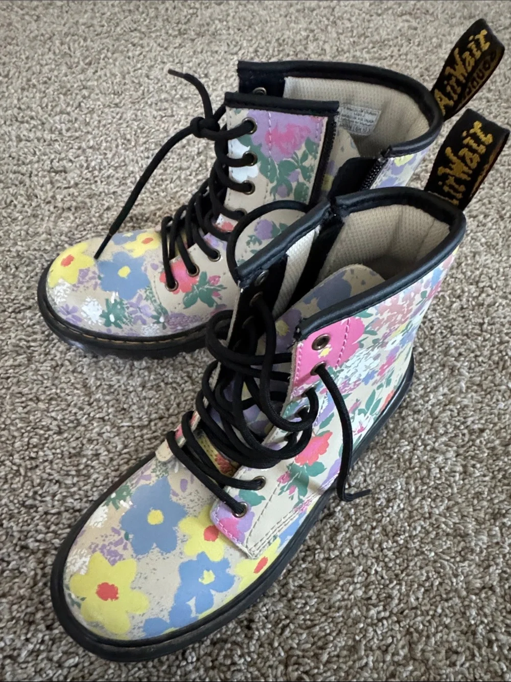 Dr. Martens Pastel Floral Lace-Up Combat Boots